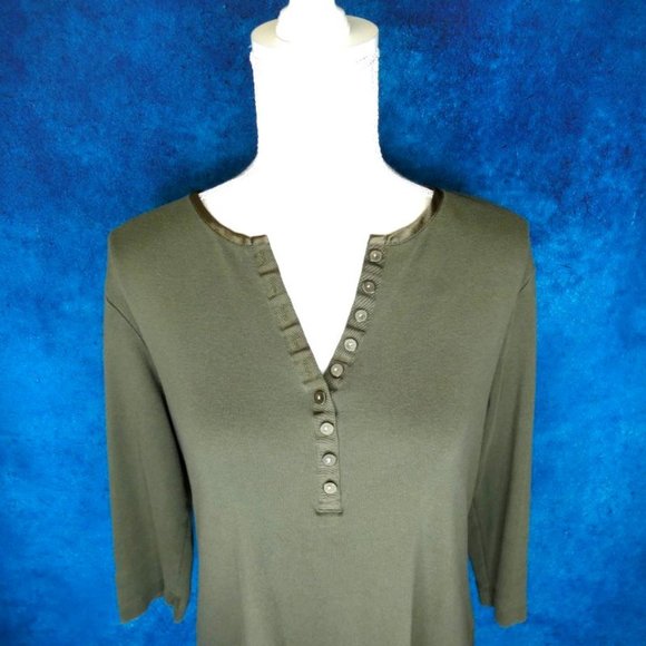 Dressbarn Green Henley Top Size XL - Picture 3 of 8